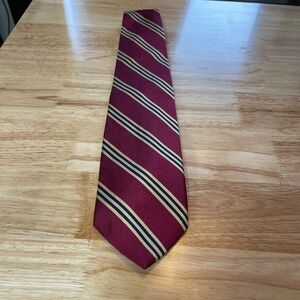 Vintage Brooks Brothers Makers Red Gold Blue Stripe Silk Necktie Made in USA